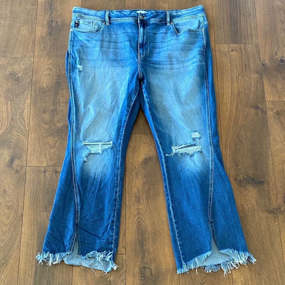 Kancan Flare High Rise Slit Frayed Hem Jean size 24